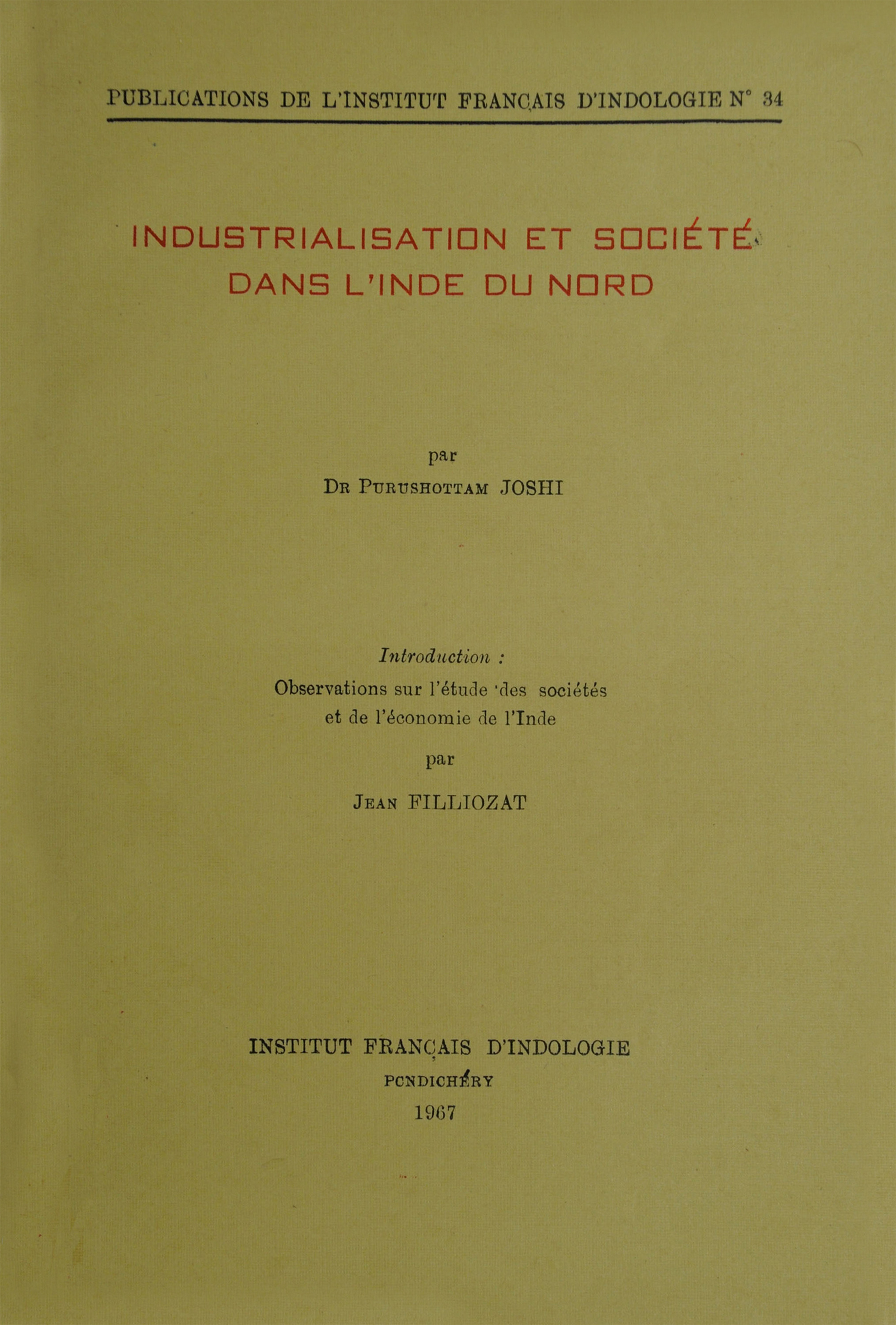 Couverture ebook de Industrialisation et société dans l´Inde du Nord, de Purushottam Joshi