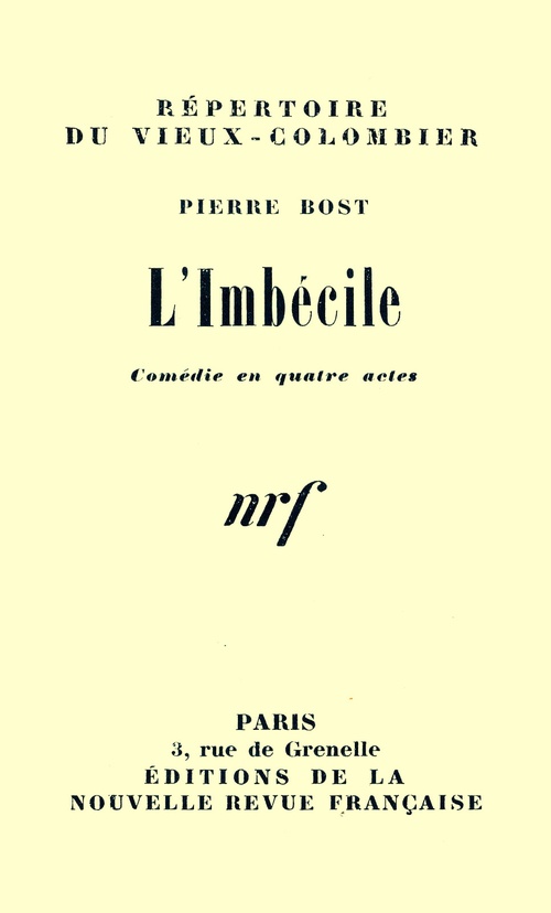 ebook cover of L'Imbécile, by Pierre Bost
