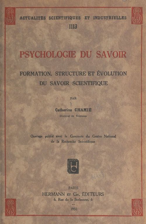 Couverture ebook de Psychologie du savoir, de Catherine Chamie