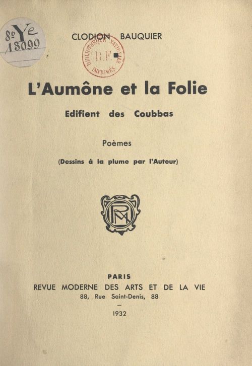 Couverture ebook de L'aumône et la folie édifient des coubbas, de Clodion Bauquier