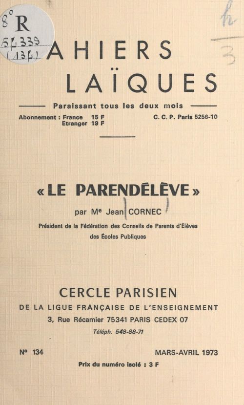 ebook cover of Le "parendélève", by Jean Cornec