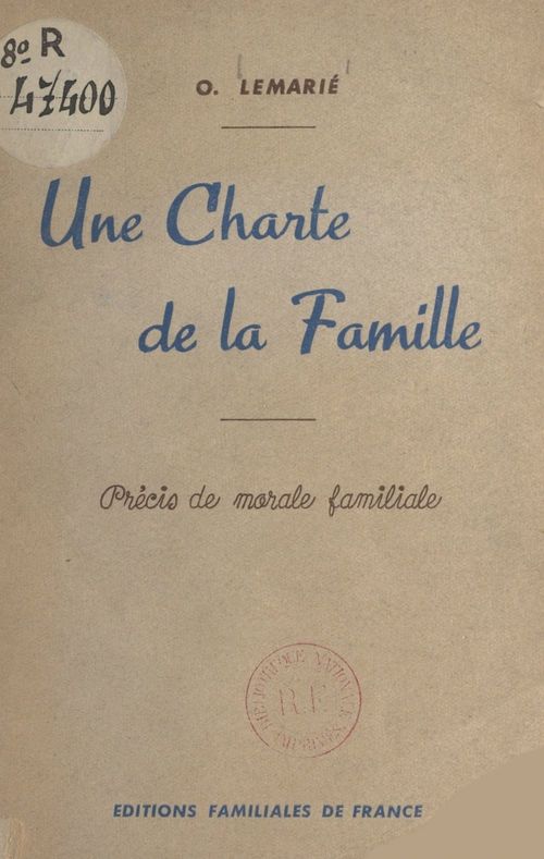 ebook cover of Une charte de la famille, by O. Lemarie