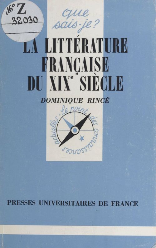 Couverture ebook de La littérature française du XIXe siècle, de Dominique Rincé