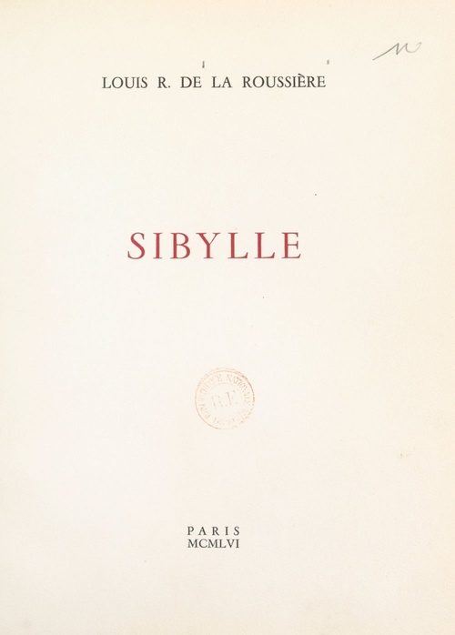 Couverture ebook de Sibylle, de Louis R. De La Roussiere