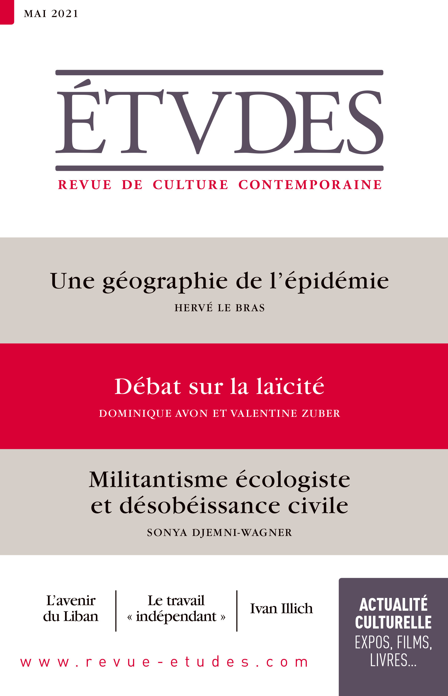 ebook cover of Revue Etudes : Géographie de l´épidémie  - Débat sur la laïcité - Militantisme écologiste et désobéissance civile, by Collectif Auteur