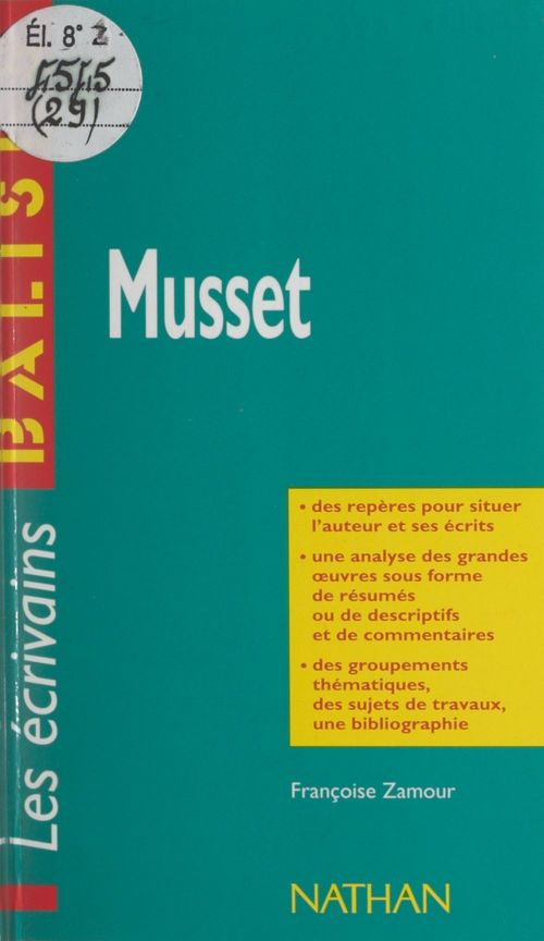 Couverture ebook de Musset, de Francoise Zamour