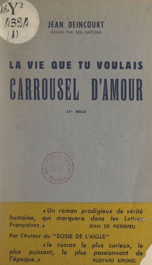 Couverture ebook de Carrousel d'amour, la vie que tu voulais, de Jean Deincourt