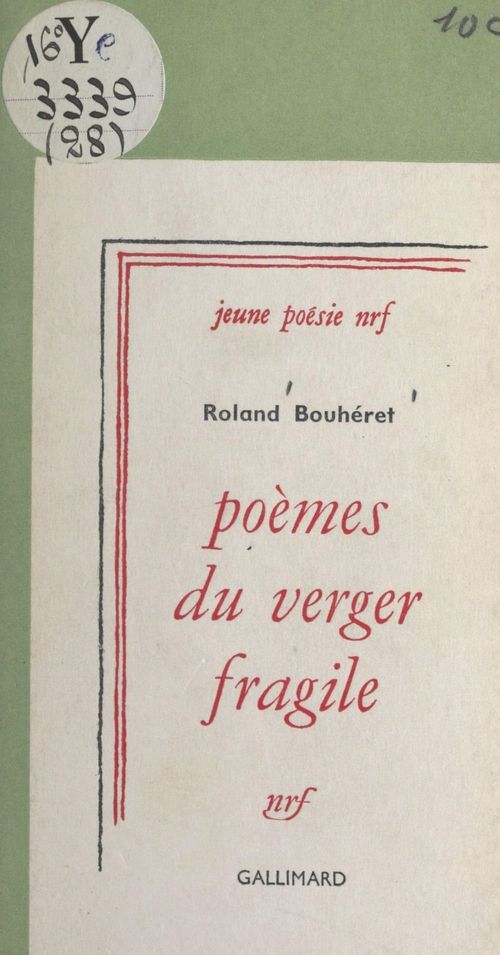 Couverture ebook de Poèmes du verger fragile, de Roland Bouheret