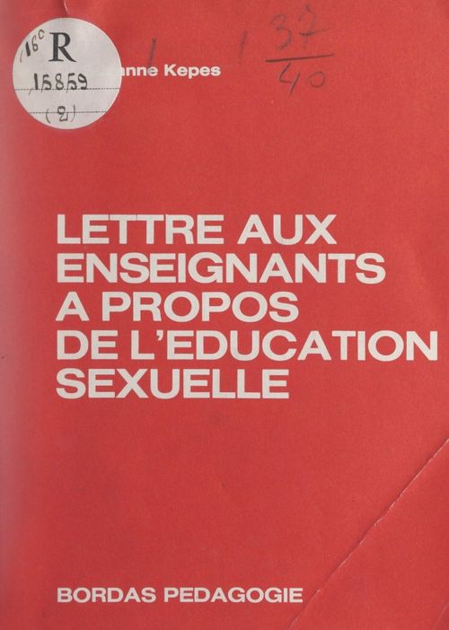 Couverture ebook de Lettre aux enseignants à propos de l'éducation sexuelle, de Suzanne Kepes