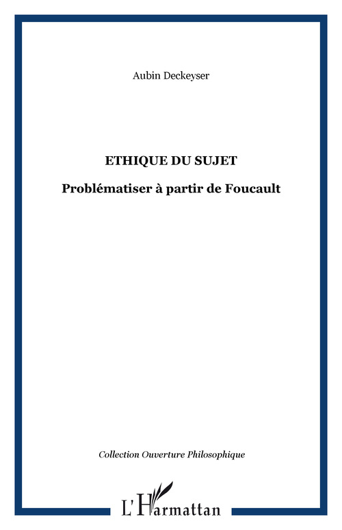 Couverture ebook de Ethique du sujet, de Aubin Deckeyser