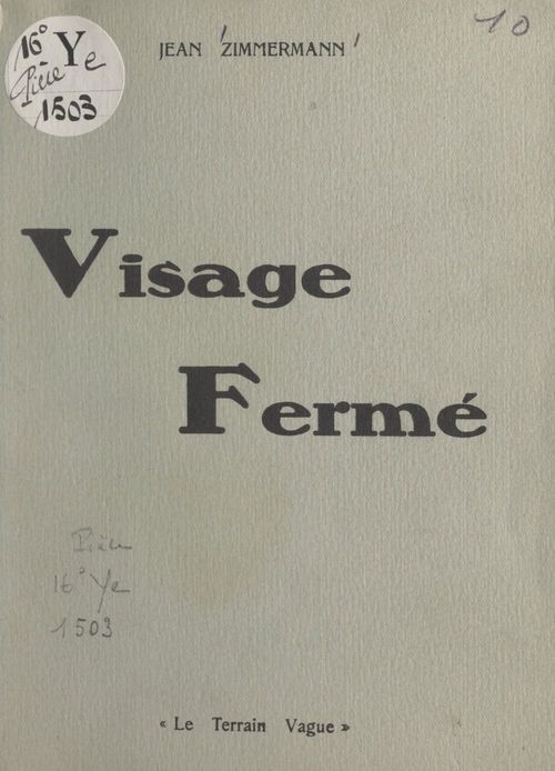 ebook cover of Visage fermé, by Jean Zimmermann