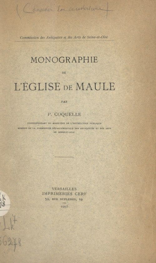 Couverture ebook de Monographie de l'église de Maule, de Pierre Coquelle