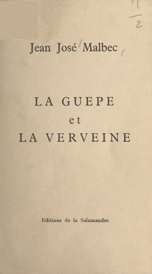 ebook cover of La guêpe et la verveine, by Jean Jose Malbec