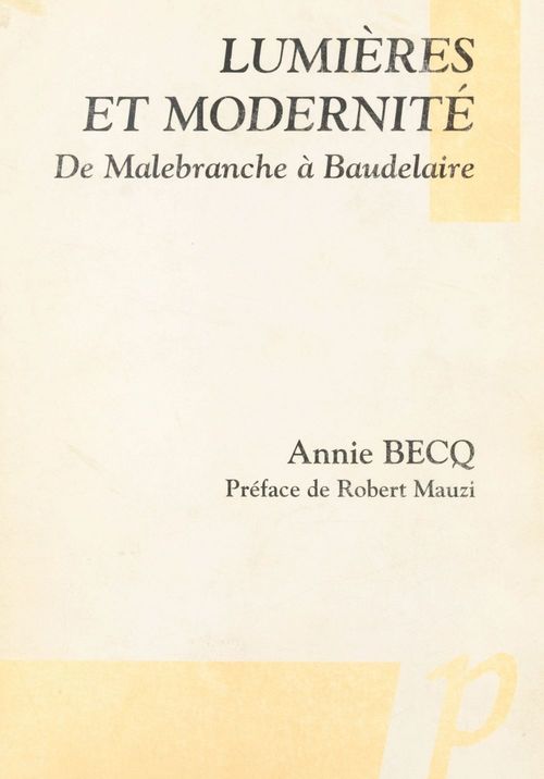 Couverture ebook de Lumières et modernité, de Annie Becq