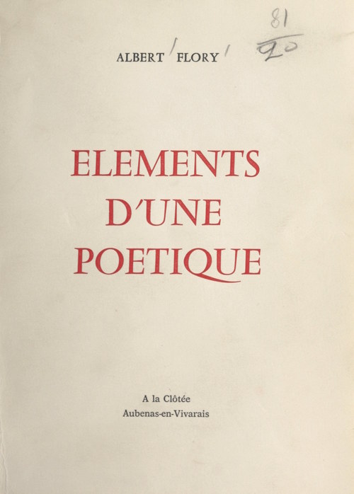 ebook cover of Éléments d'une poétique, by Albert Flory