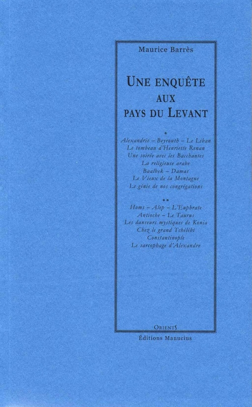 ebook cover of Une enquête aux pays du Levant, by Maurice Barrès