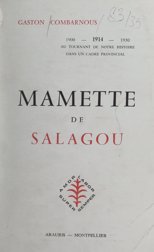 Couverture ebook de Mamette de Salagou, de Gaston Combarnous