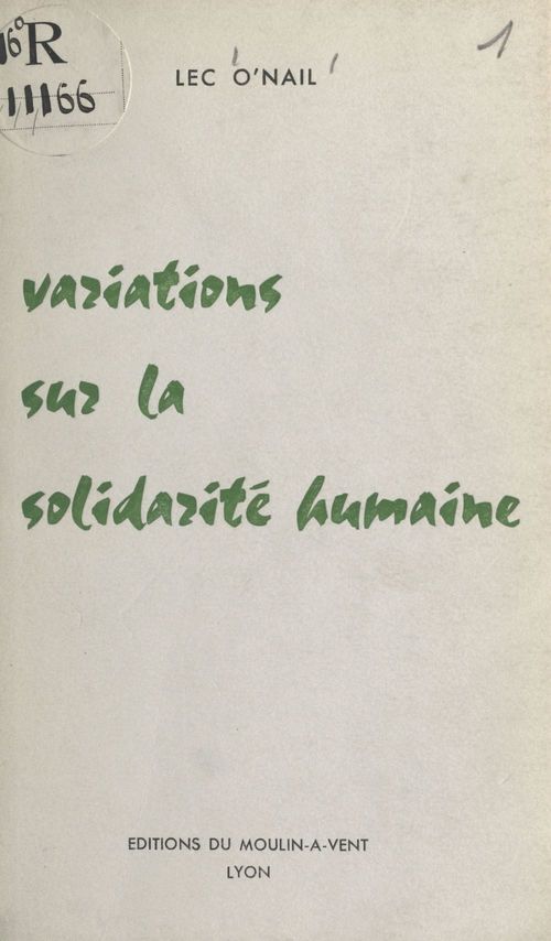 Couverture ebook de Variations sur la solidarité humaine, de Lec O'Nail
