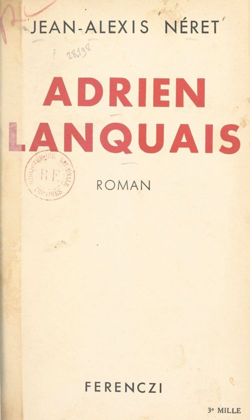 Couverture ebook de Adrien Lanquais, de Jean-Alexis Neret