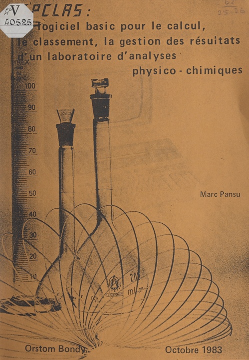 ebook cover of SPCLAS : un logiciel BASIC pour le calcul, le classement et la gestion des résultats d'un laboratoire d'analyses physico-chimiques, by Marc Pansu