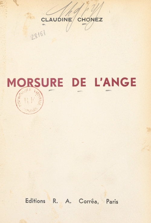 Couverture ebook de Morsure de l'ange, de Claudine Chonez