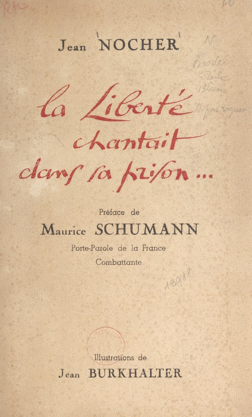 Couverture ebook de La liberte chantait dans sa prison..., de Jean Nocher
