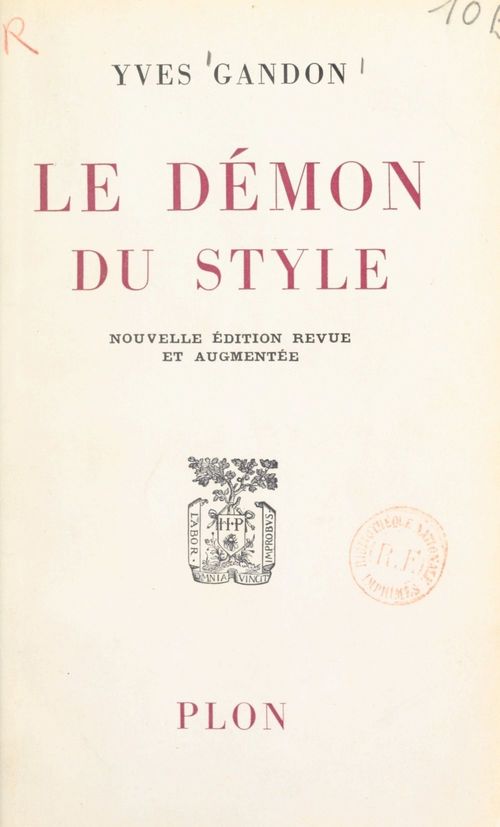 Couverture ebook de Le démon du style, de Yves Gandon