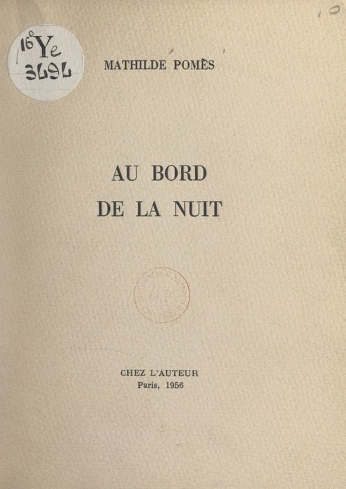 ebook cover of Au bord de la nuit, by Mathilde Pomes
