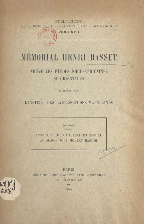 ebook cover of Instructeurs militaires turcs au Maroc sous Moulay Hafidh, by Jean Deny