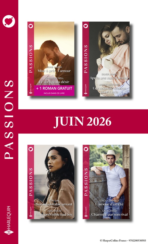 Couverture ebook de Pack mensuel Passions - 8 romans + 1 titre gratuit (Juin 2026), de Collectif