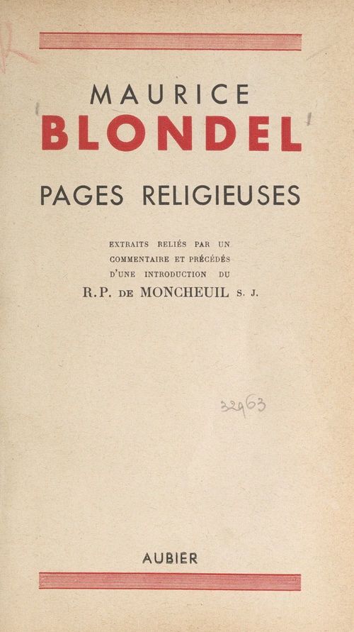 Couverture ebook de Pages religieuses, de Maurice Blondel