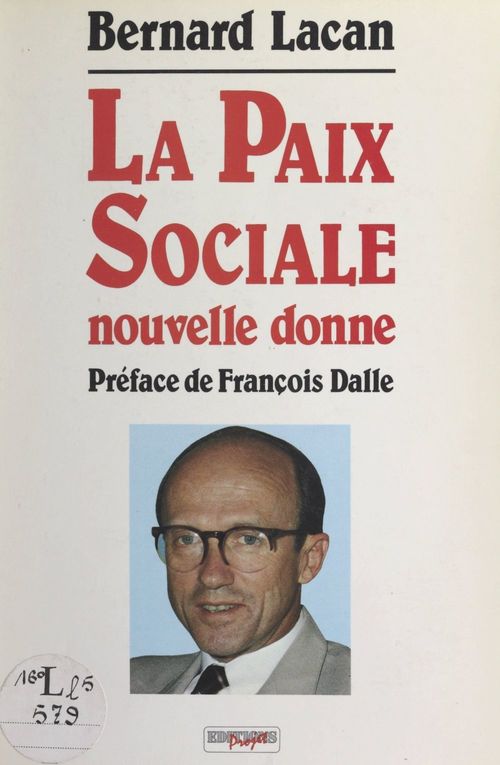 ebook cover of La paix sociale, by Bernard Lacan