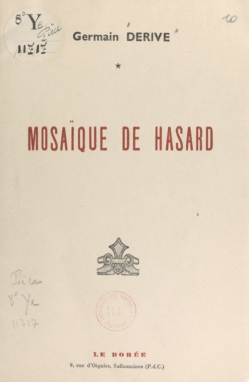 Couverture ebook de Mosaïque de hasard, de Germain Derive