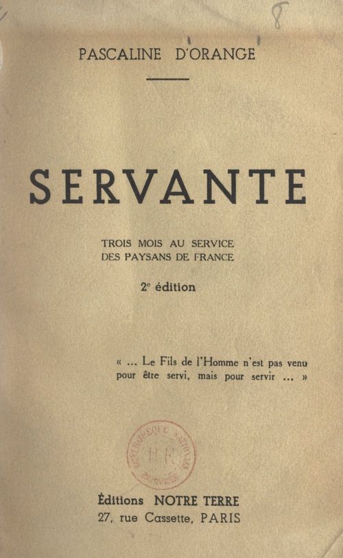 Couverture ebook de Servante, de Pascaline D'Orange