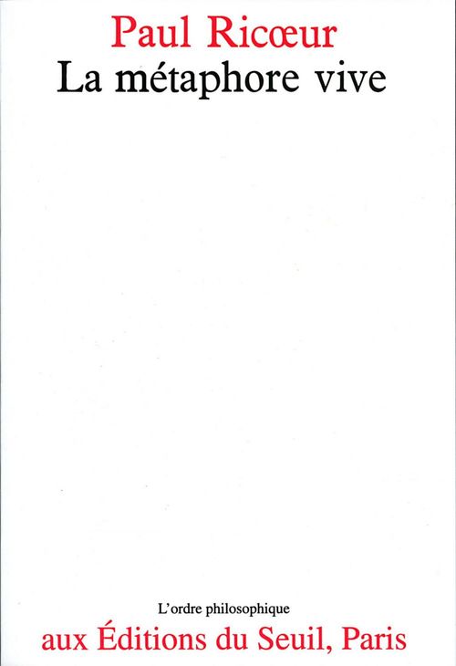 ebook cover of La Métaphore vive, by Paul Ricoeur