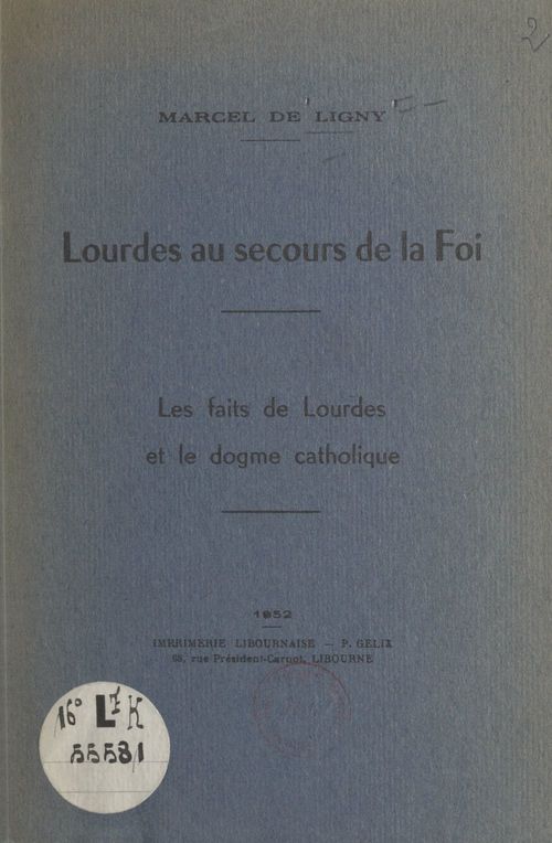ebook cover of Lourdes au secours de la foi, by Marcel De Ligny