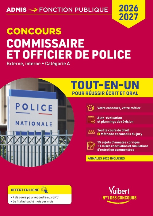 ebook cover of Concours commissaire de police et officier de police 2026-2027- Tout-en-un, by Léon Grappe, Dominique Dumas, François Lavedan, Paul Milan, Pierre-Brice Lebrun, Rémi Vergnaud