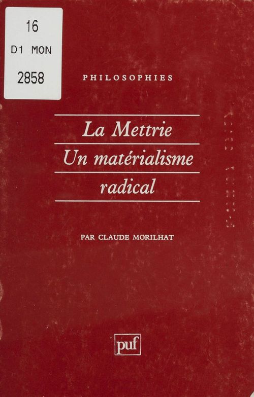 Couverture ebook de La Mettrie : un matérialisme radical, de Claude Morilhat