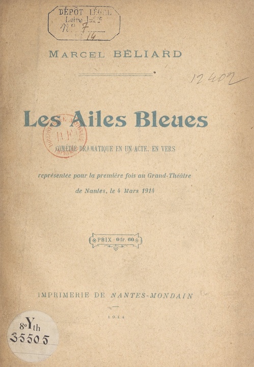 Couverture ebook de Les ailes bleues, de Marcel Beliard