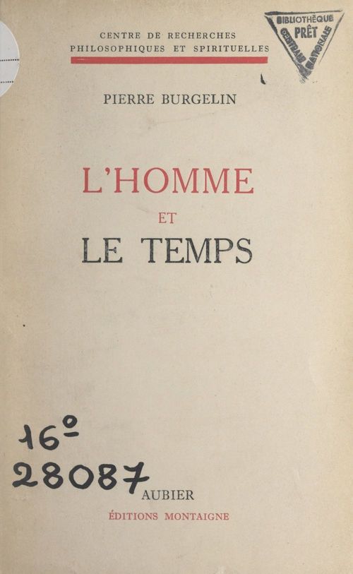 Couverture ebook de L'homme et le temps, de Pierre Burgelin