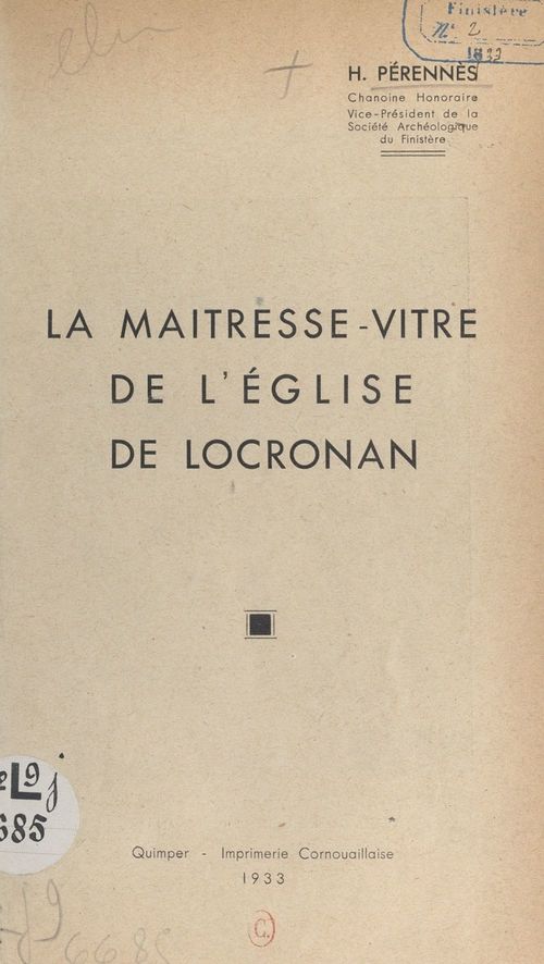 Couverture ebook de La maîtresse-vitre de l'église de Locronan, de Henri Perennes