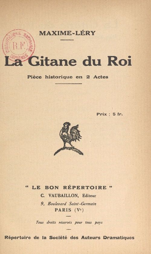 ebook cover of La gitane du roi, by Maxime Léry