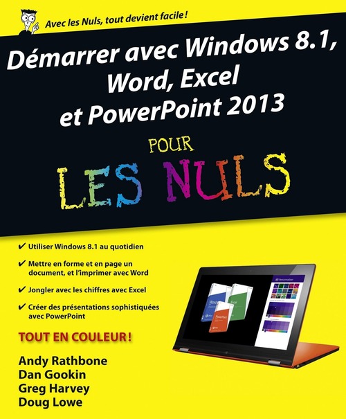 Couverture ebook de Démarrer avec Windows 8.1, Word, Excel et PowerPoint 2013 Pour les Nuls, de Andy Rathbone