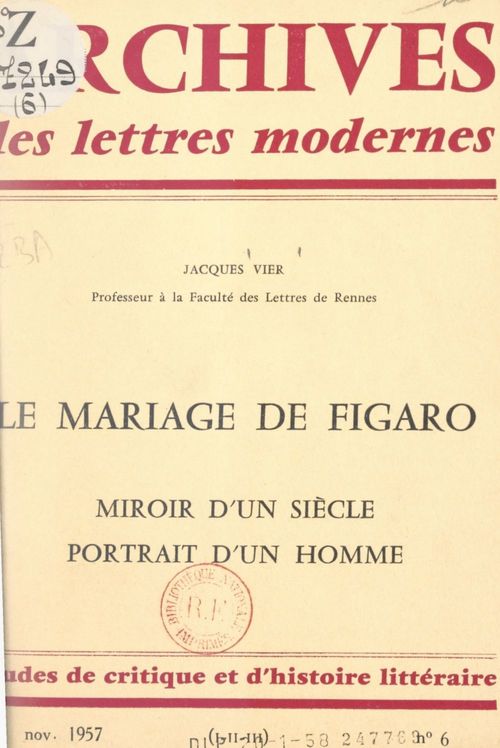ebook cover of Le mariage de Figaro, by Jacques Vier