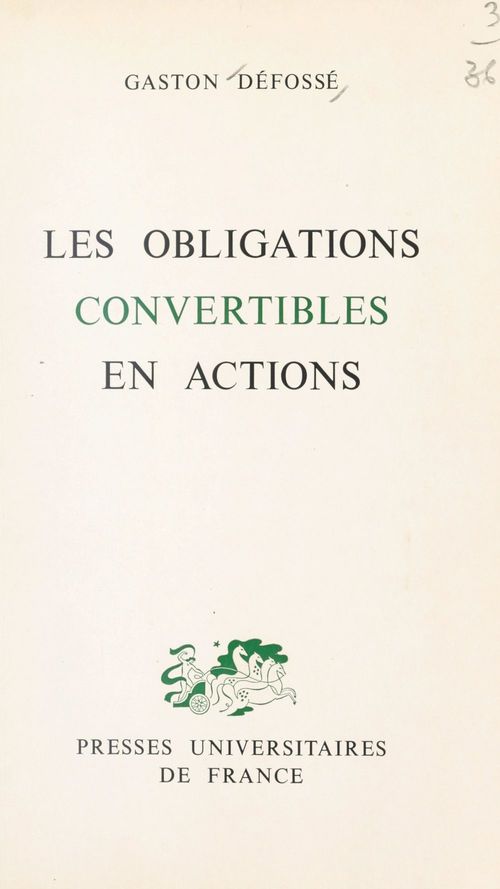 Couverture ebook de Les obligations convertibles en actions, de Gaston Defosse