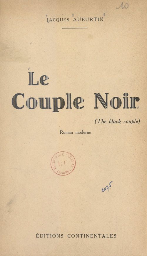 Couverture ebook de Le couple noir, de Jacques Auburtin