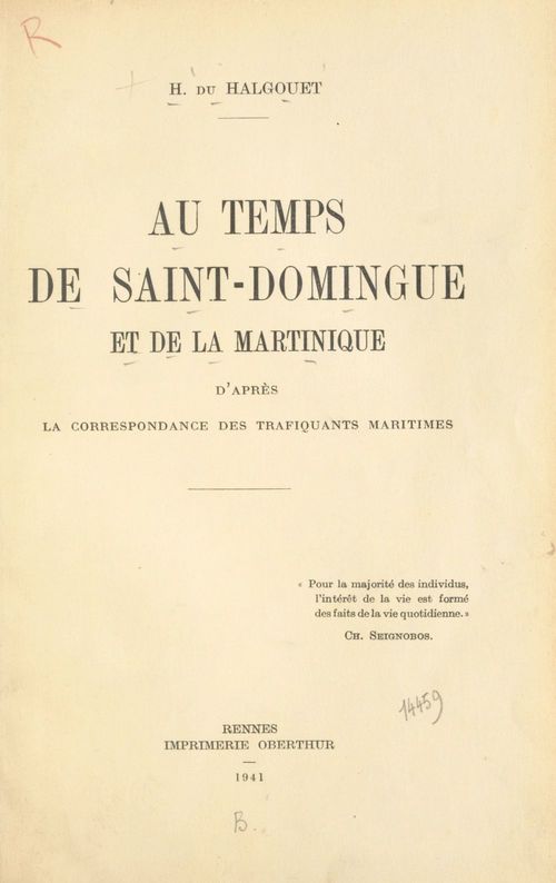 Couverture ebook de Au temps de Saint-Domingue et de la Martinique, de Herve Du Halgouet