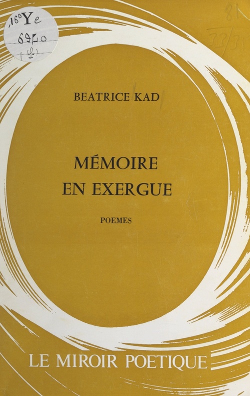 Couverture ebook de Mémoire en exergue, de Beatrice Kad