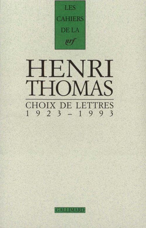 Couverture ebook de Choix de lettres, de Henri Thomas