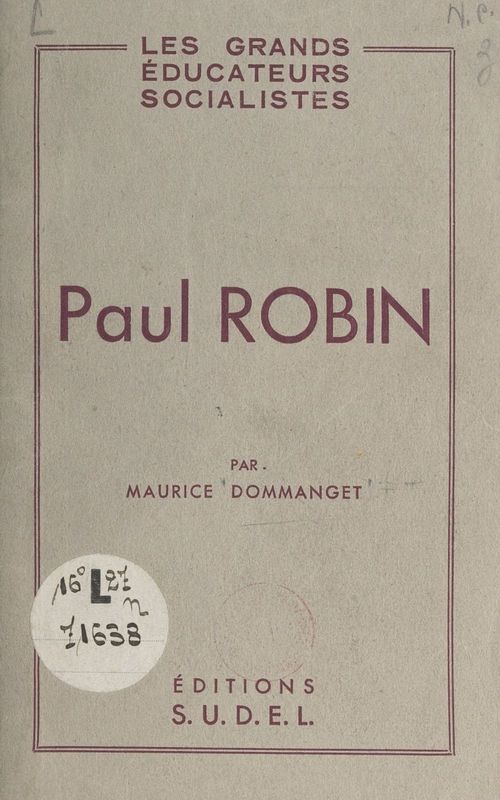 Couverture ebook de Paul Robin, de Maurice Dommanget